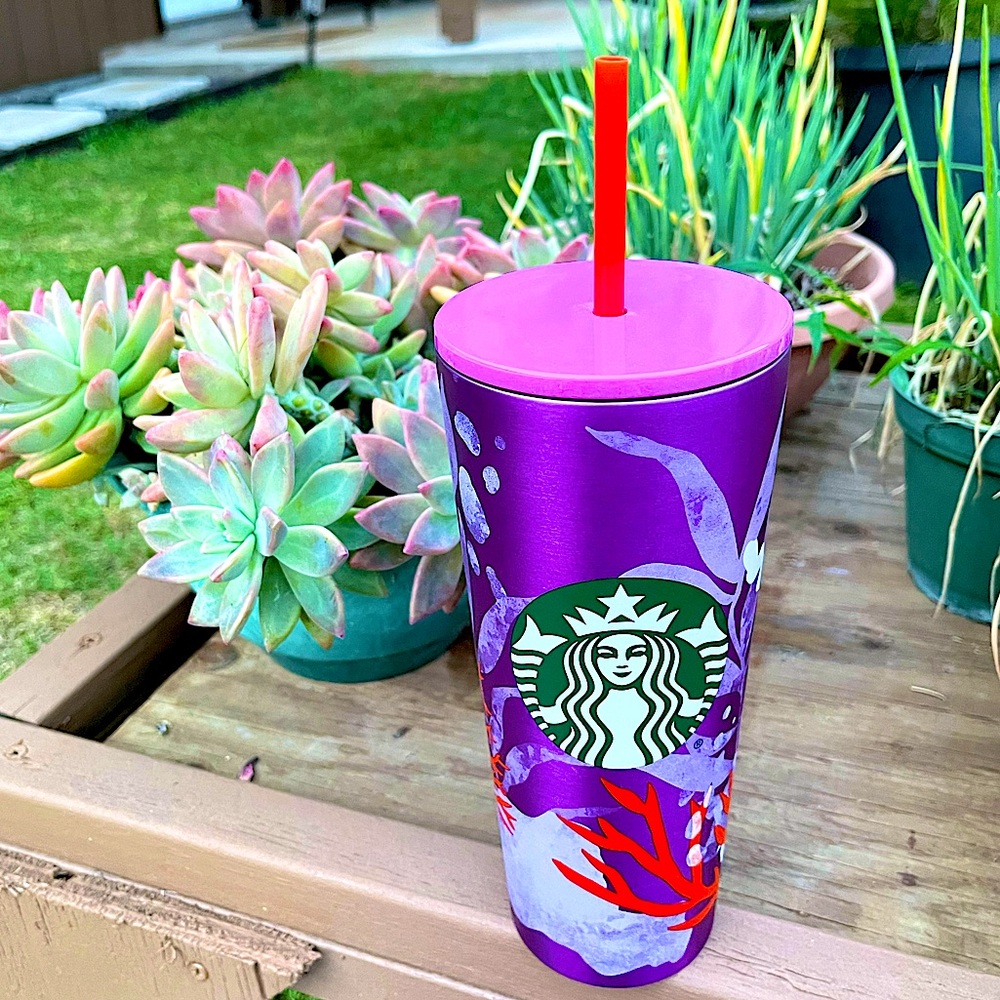 🌈🌟💜 Starbucks 2021 Plum Coral Reef stainless tumbler cup💜🌟🌈 - Picture 3 of 7
